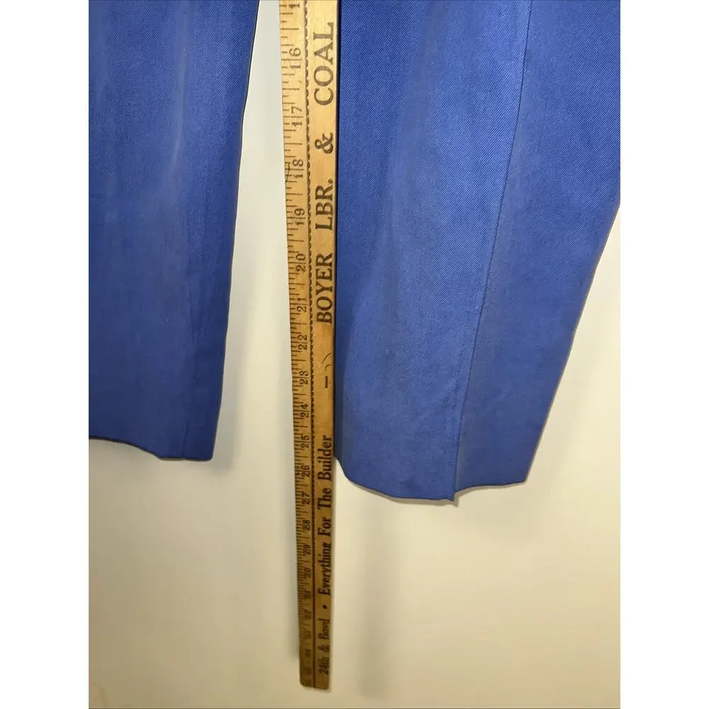 Carlisle Women's Trouser Pant Silk Roll Size 8 Blue‎ Straight Leg High Rise